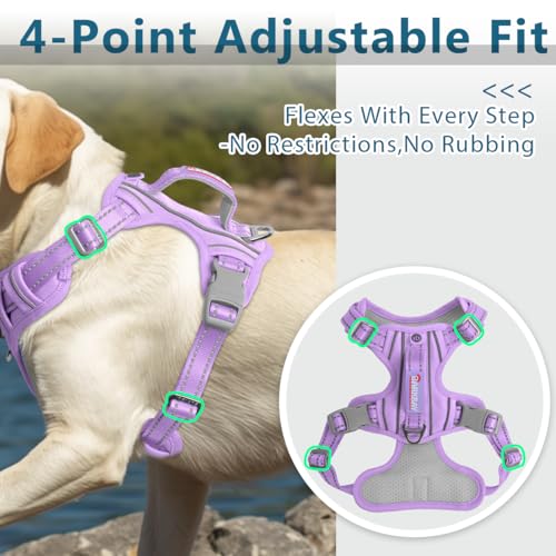 No Pull Dog Harness for Large Dogs (Large(Chest:24.5-32.5") / Violet Purple-Oxford)