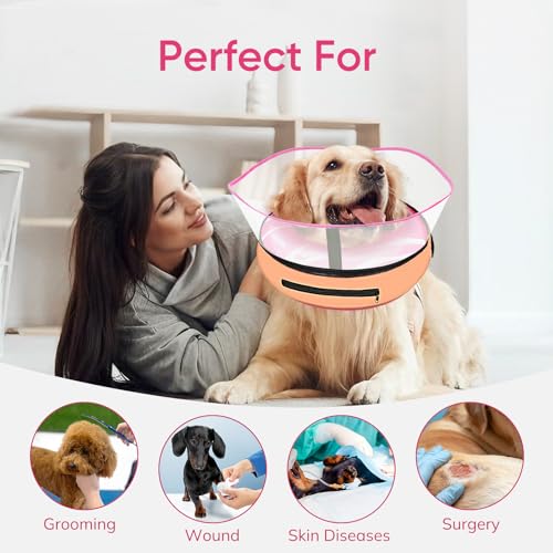 Raised Inflatable Dog Cone After Surgery (DonutPink / M(Neck 9"-13"))