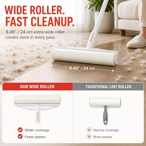 Large Lint Roller for Pet Hair (4-roll)