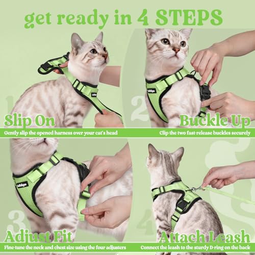 Cat Harness and Leash Set (M / Light Green)