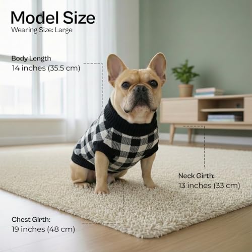 Dog Sweaters Cable Knit Dog Outfit (XL / Checkered Black-n-White)