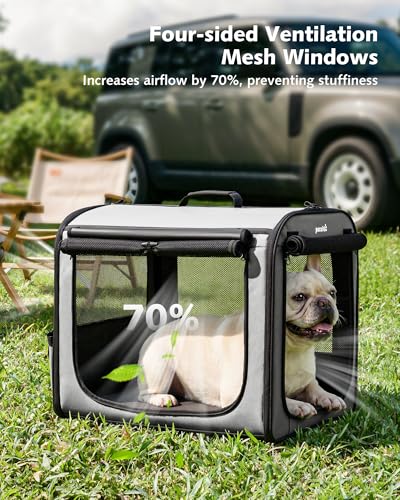 Dog Car Carrier Light Weight 24×17.7×20.5in (Gray / 24.0"L x 17.7"W x 20.5"H)