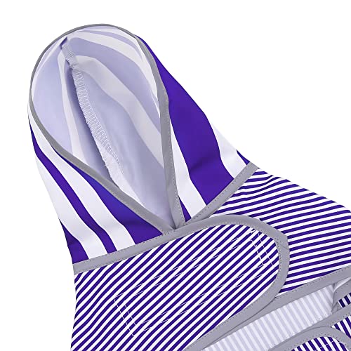 Dog Raincoat for Large Dogs Puppies Waterproof Jacket Hooded Rain Coats with Reflective Strips Leash Hole & Poncho Adjustable Fit (Blue white Stripes / Large)
