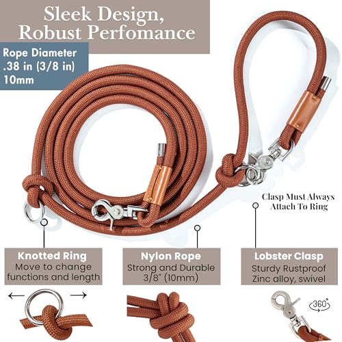 Hands Free Dog Leash (Maple Brown / 8.2 ft x 3/8 in)