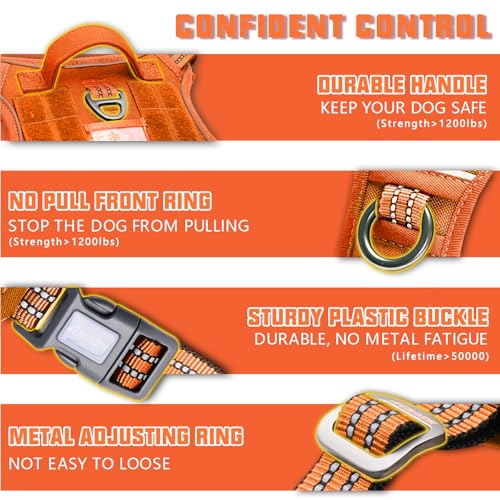 Dog Harness for Small Medium Dogs (Orange / S(Neck:14-21",Chest:20-31"),18-35 lbs)