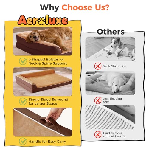 XL Orthopedic Dog Bed for Large Sized Dogs (42.0"L x 30.0"W x 7.5"Th / Brown)