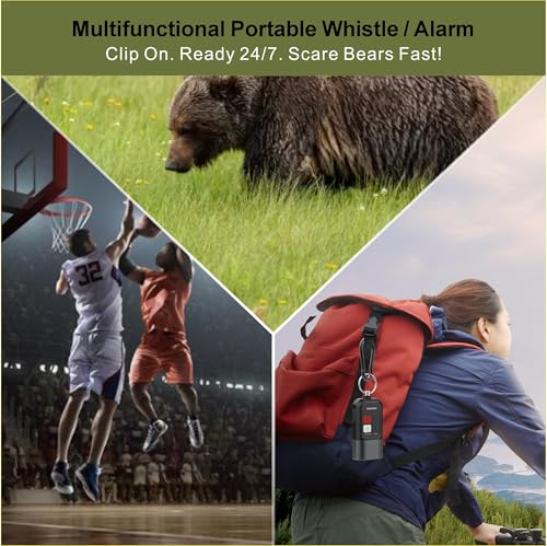 Electronic Whistle Rechargeable 125dB Loud Electric Whistle with LED Flashlight & Bear Horn (Black)