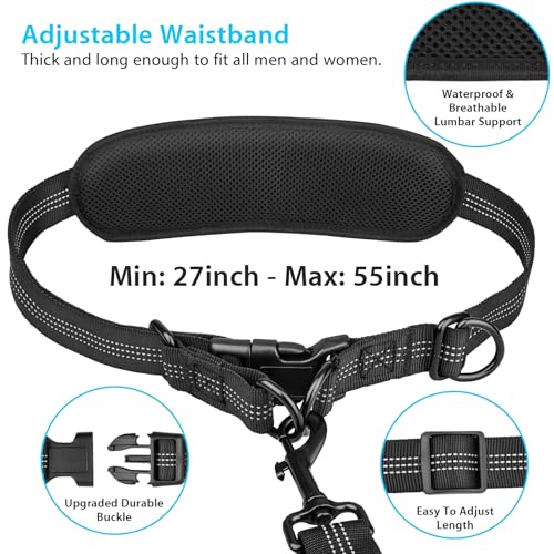 Hands Free Dog Running Leash with Zipper Pouch (Large)
