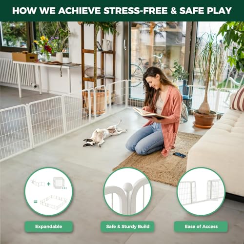 Homeplus Indoor Dog Playpen (White / 24"H)