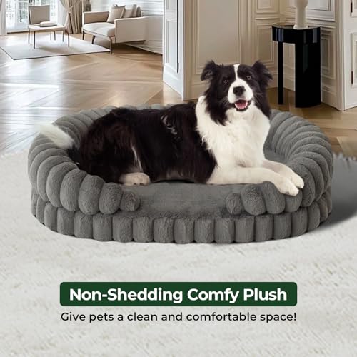 Calming Dog Bed for Large Sized Dogs (Gray / Large)
