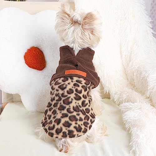 Fleece Vest Dog Sweater Leopard Dog Clothes for Small Dogs Boy Girl Warm Pullover Fleece Puppy Sweaters Winter Small Dogs Sweater (Leopard / XX-Small (Chest 11in ))