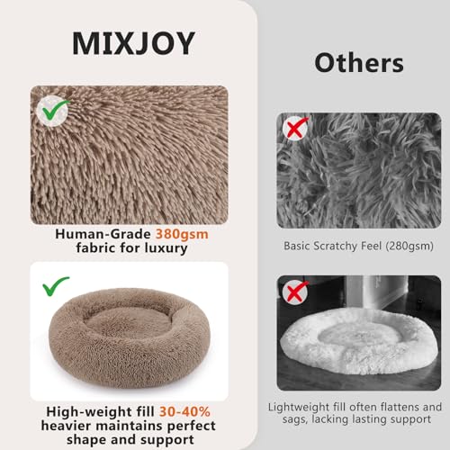 Orthopedic Dog Bed Comfortable Donut Cuddler Round Pet Beds Ultra Soft Washable Dog and Cat Cushion (S-PLUS(27''x 27'') / Brown)