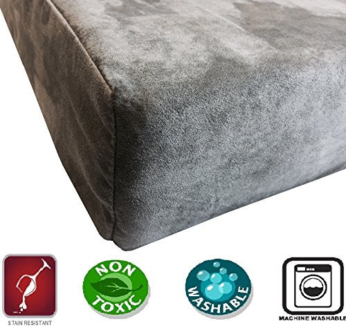 Orthopedic Gel Memory Foam Pet Dog Bed (Microsuede Gray / 37"X27"X4" Inches)