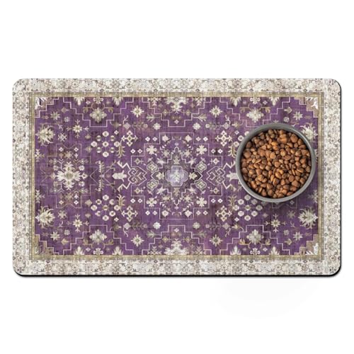 Pet Food Mats for Floor (Purple / 20"l X 12"w)