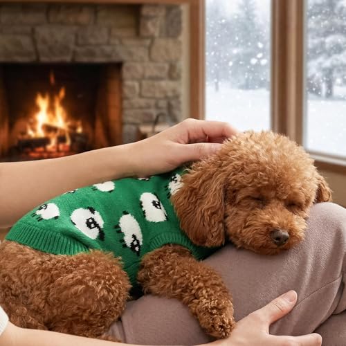 Warm Dog Sweater with Cute Sheep Pattern Dog Sheep Knit Sweater Thermal Puppy Clothes Soft Breathable Pet Knitwear Cozzy Pet Pullover Outfit for Small Medium Large Dogs L (Large)
