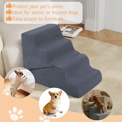 Dog Ramp for Bed (Grey / Standard 4 Step)