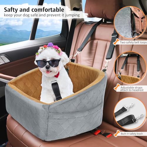 Dog Car Seat for Small Medium Dogs (Grey/brown)