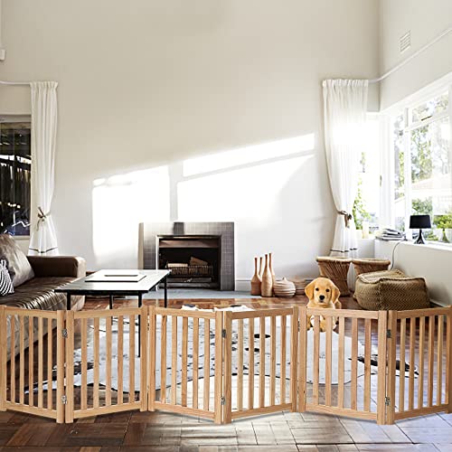 Wooden Free Standing Dog Gate 120" W x 24" H (Natural / 120"W x 24"H)
