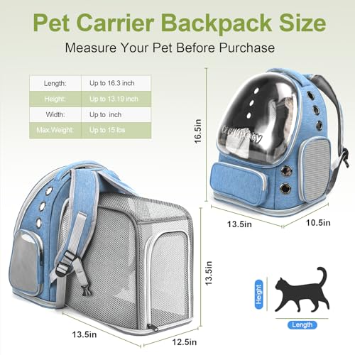Expandable Cat Backpack Large Space Cat Bubble Backpack Carrier (Square Expandable- Blue)