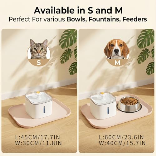 Non Slip Silicone Dog Food Mat for Food and Water (45 x 30 cm / Beige)
