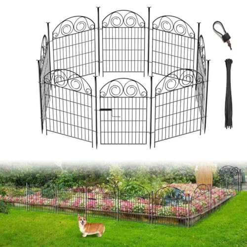 Tall Garden Fence Animal Barrier with Gate (40''(H)-8panels-17.5ft(L))
