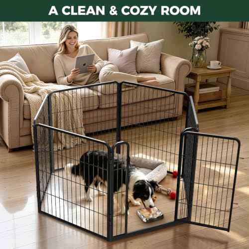 Homeplus Indoor Dog Playpen with Lick Mat (Black / 32"H)