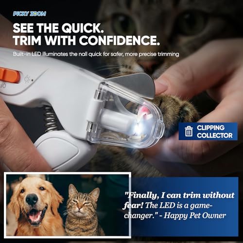 2-in-1 Dog & Cat Nail Clippers and Grinder with LED Light (White)