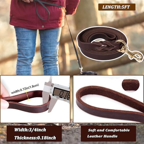 Leather Dog Leash 5ft x 3 (5 ft x 3/4 inch / Brown)
