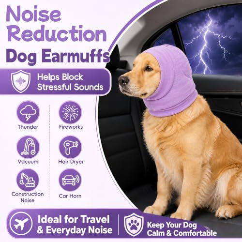 No Shake Dog Ear Wrap Quiet Ear Muffs for Hematoma (Purple / Small(Head Girth<11.8in))