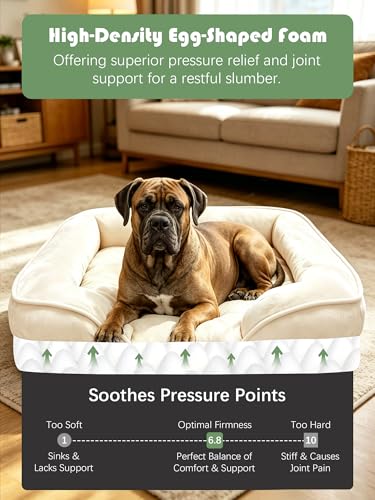 Orthopedic Dog Bed with Sides (53.0"L x 42.0"W x 8.0"Th / Ivory)