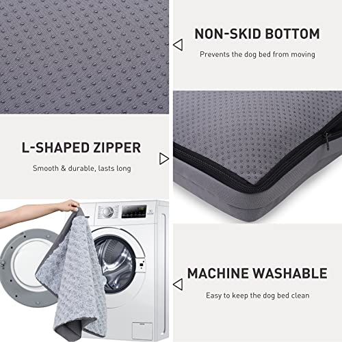 Washable Dog Crate Bed Waterproof for Medium Dogs (Light Grey / 29.0"L x 18.0"W x 3.0"Th)