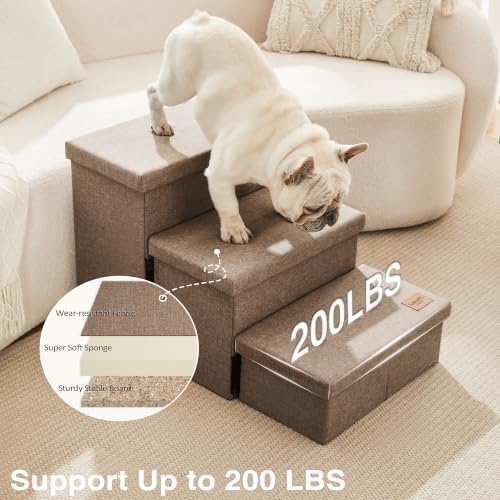 Dog Stairs for High Bed (Light Brown / 29.5" X 17" X 17.7" H)