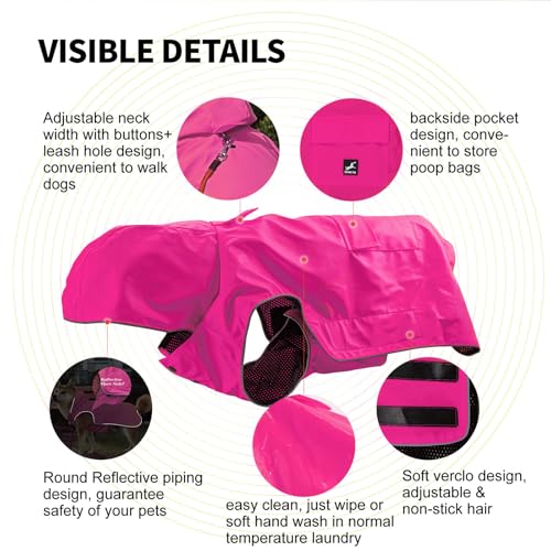 Non Stiff Fabric Dog Raincoat (3X-Large / Pink)