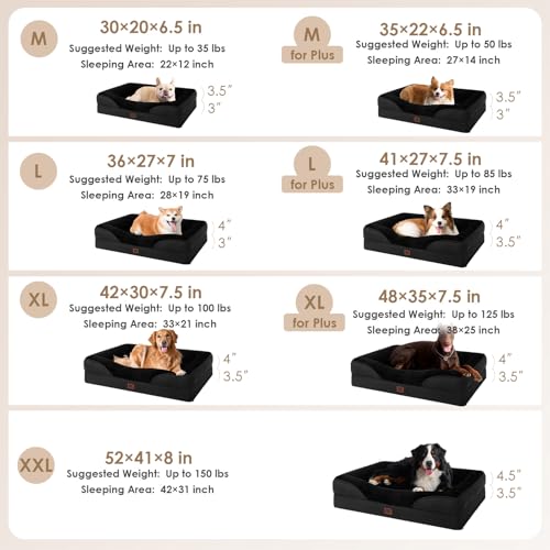 Orthopedic XL Dog Bed for Large Dog (Black / 42x30x7.5)