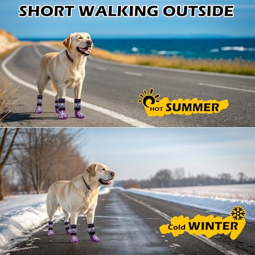 Halloween Anti Slip Dog Socks to Prevent Licking Paws (Medium (4 Count) / Halloween Purple)