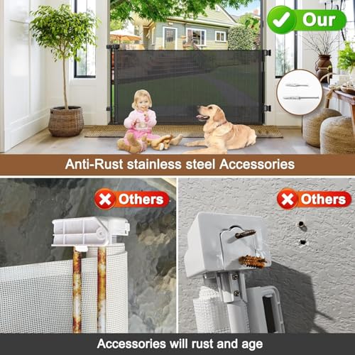 Weatherproof 72" Wide Outdoor Retractable Baby Gates (Black / 35" X 72")