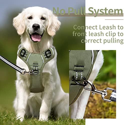 Dog Harness Dog Harness for Small Medium Large Dogs No Pull Adjustable Padded Reflective Harness with Handle for Walking Training (XS / Green)