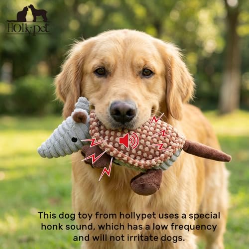 Armadillo Squeaky Puppy Dog Toys for Small Medium Dogs (8 IN / Burnt Orange and Light Yellow)