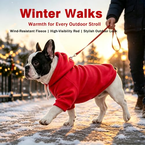 Fleece Dog Hoodie with Leash Hole for Small to Large Dog (Red / XX-Large)