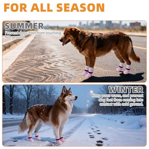 Anti Slip Dog Socks to Prevent Licking Paws and Slipping (PINK / Small/Medium)