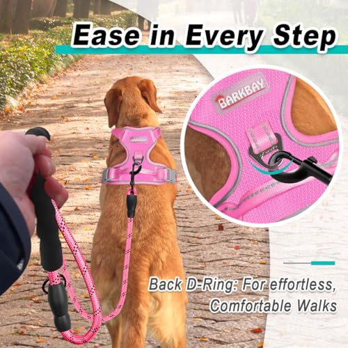 Dog Harness for Large Dog No Pull Mesh 2 Clips Dog Vest (X-Large / Pink-Mesh)