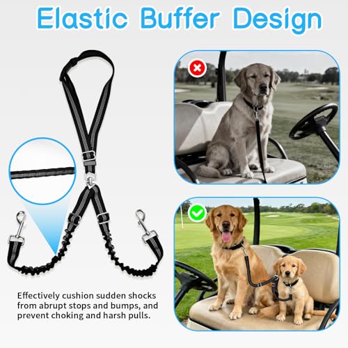 Golf Cart Dog Seat Leash & Safety Harness (Double Dog)