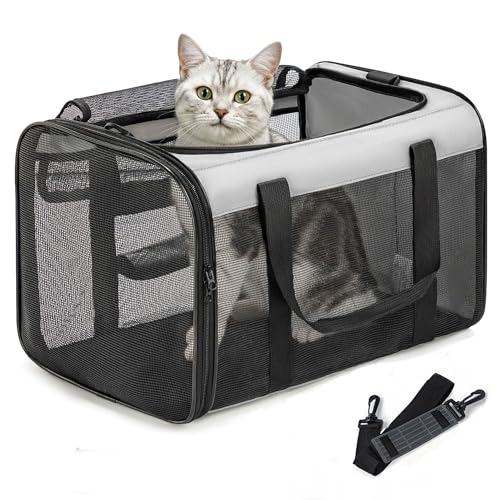 Soft Sided Cat Carrier for Small (17.0"L x 11.0"W x 11.0"H / Grey)