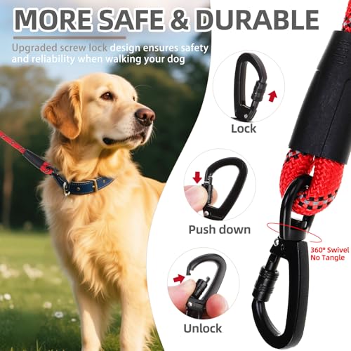 Reflective Short Dog Leashes 3 Pack for Walking and Training (Red / 1FT+1.5FT+2.5FT)