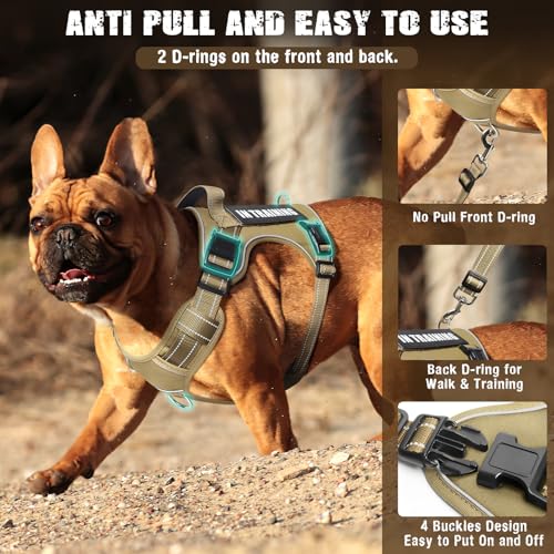 Tactical Dog Harness and Leash Set Small Sized Dog+10 Dog Patches (Small / Brown)