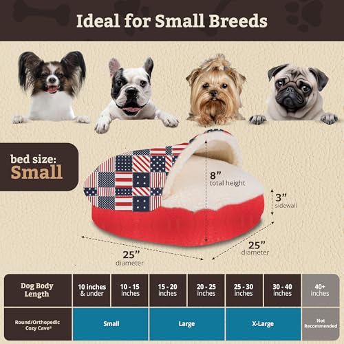 Cozy Cave Dog Bed (25.0"L x 25.0"W x 8.0"Th / Starpatch Red Diamond)