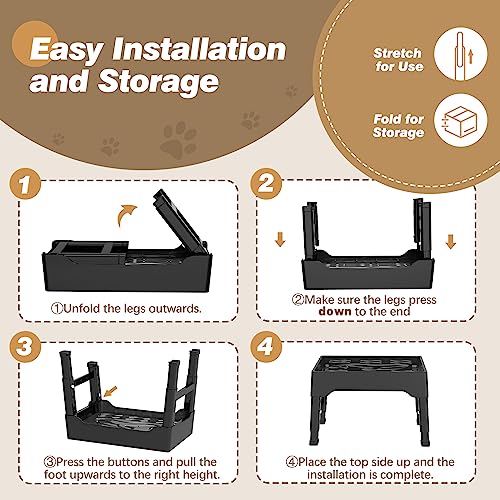 9 Cups Elevated Slow Feeder Dog Bowls 4 Adjustable Heights (Black)