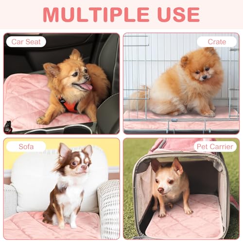 2 Pack Self Heating Cat Mat Self Warming Pet Pads Washable Kennel Mat Dog Crate Pad Reflects Body Heat Non Skid Cat Thermal Pads for Puppy Indoor Outdoor (16 x 20 inches / Pink)