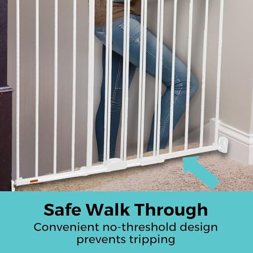 Toddleroo Easy Swing & Lock Baby Gate for Top of Stairs (White / 31" Tall)