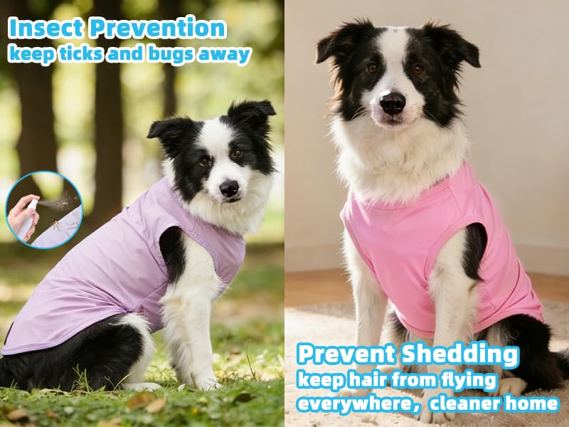 Cooling Sunblock Dog Clothes for Medium Dogs (Pink&Purple / X-Large(Chest 26", Back 19"))